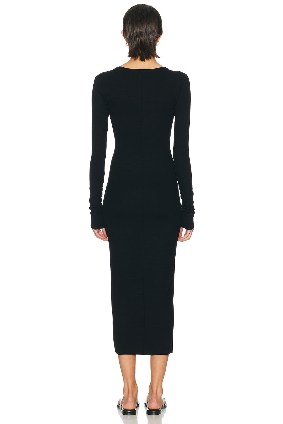 V Neck Butter Rib Midi Dress