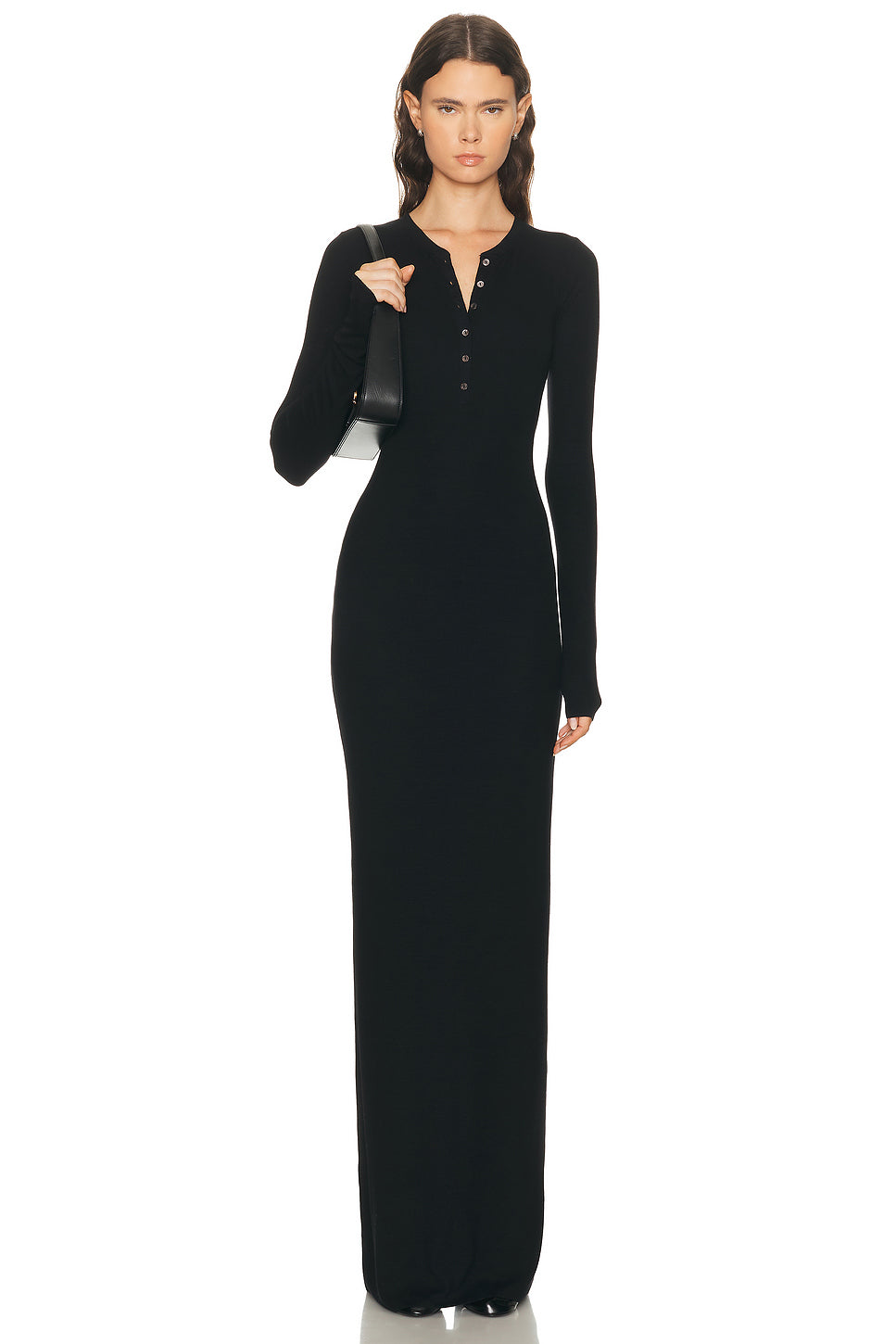 Long Sleeve Henley Maxi Dress
