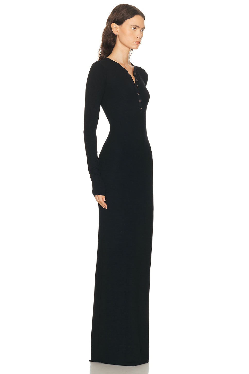 Long Sleeve Henley Maxi Dress