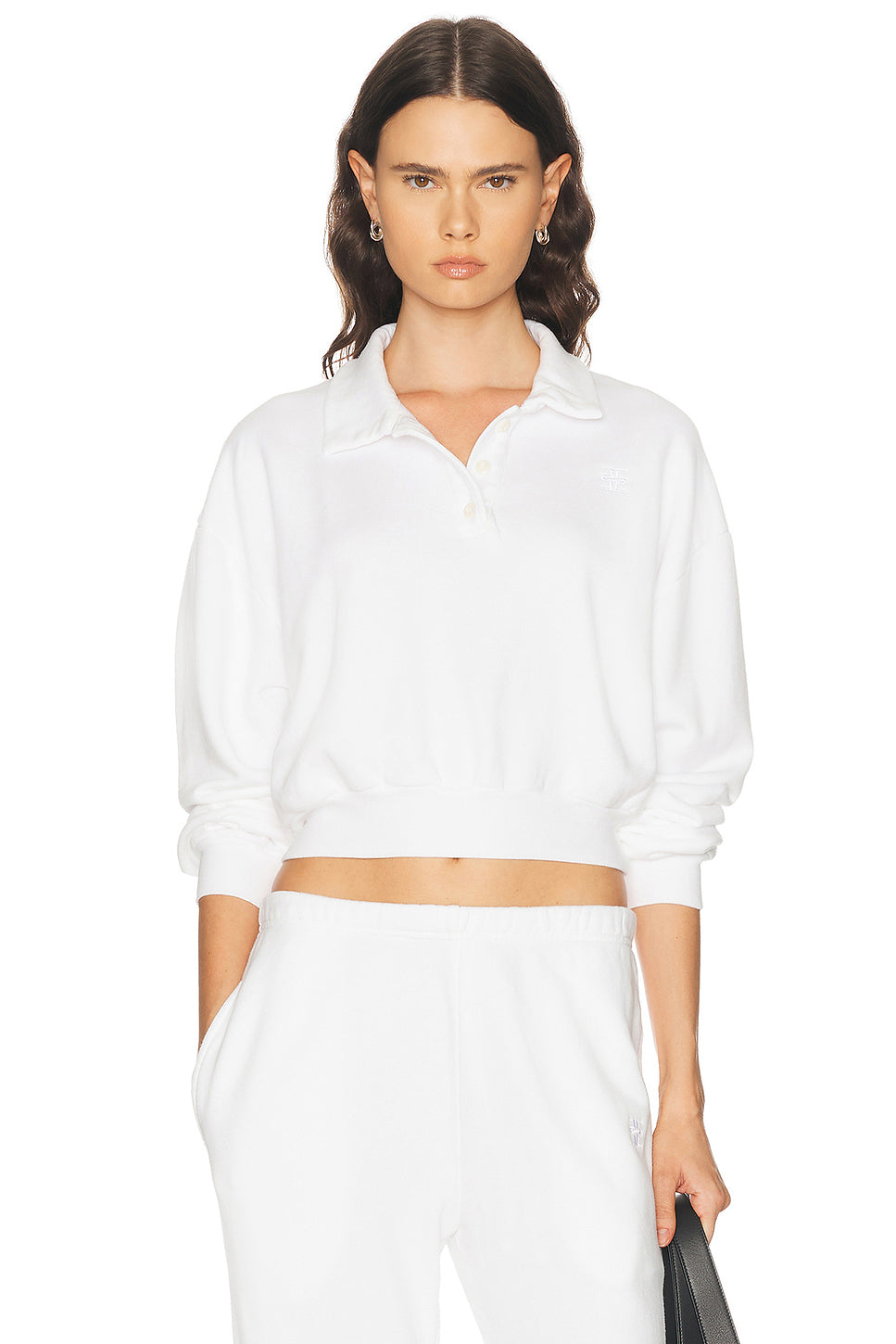 Cropped French Terry Polo Sweatshirt
