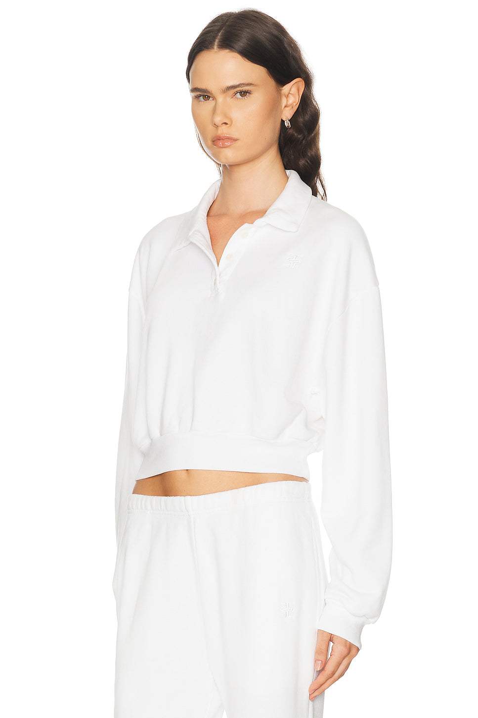 Cropped French Terry Polo Sweatshirt