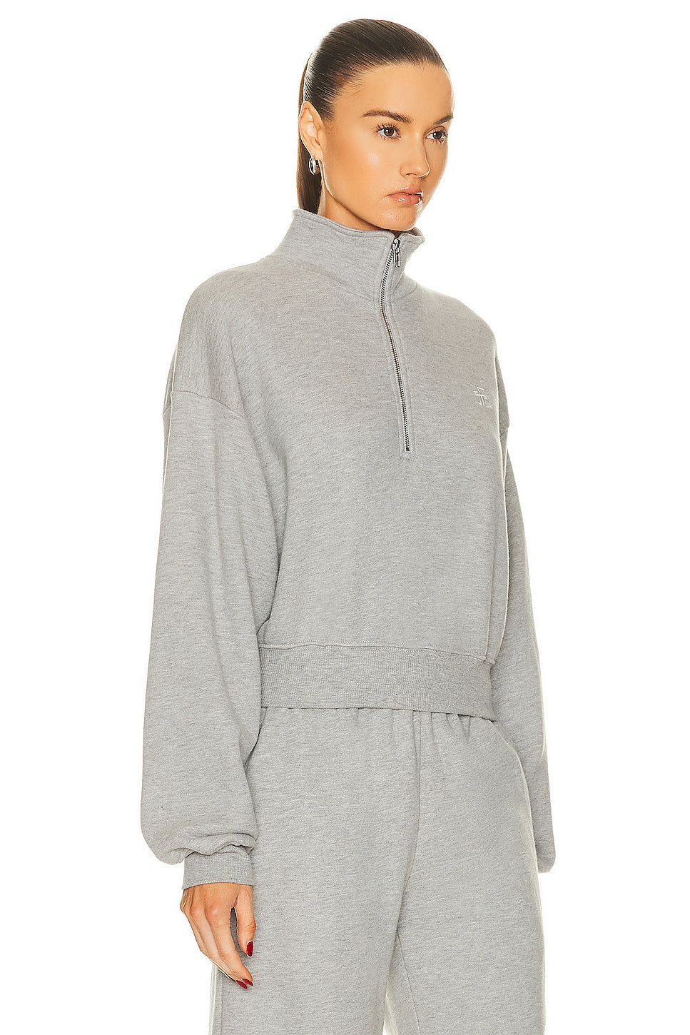 Cropped Half Zip Sweatshirt