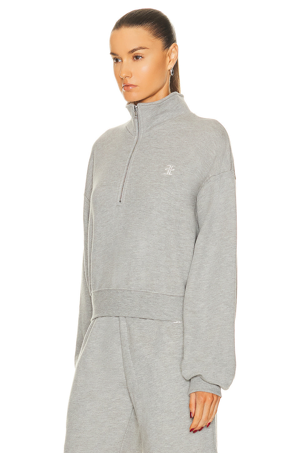 Cropped Half Zip Sweatshirt