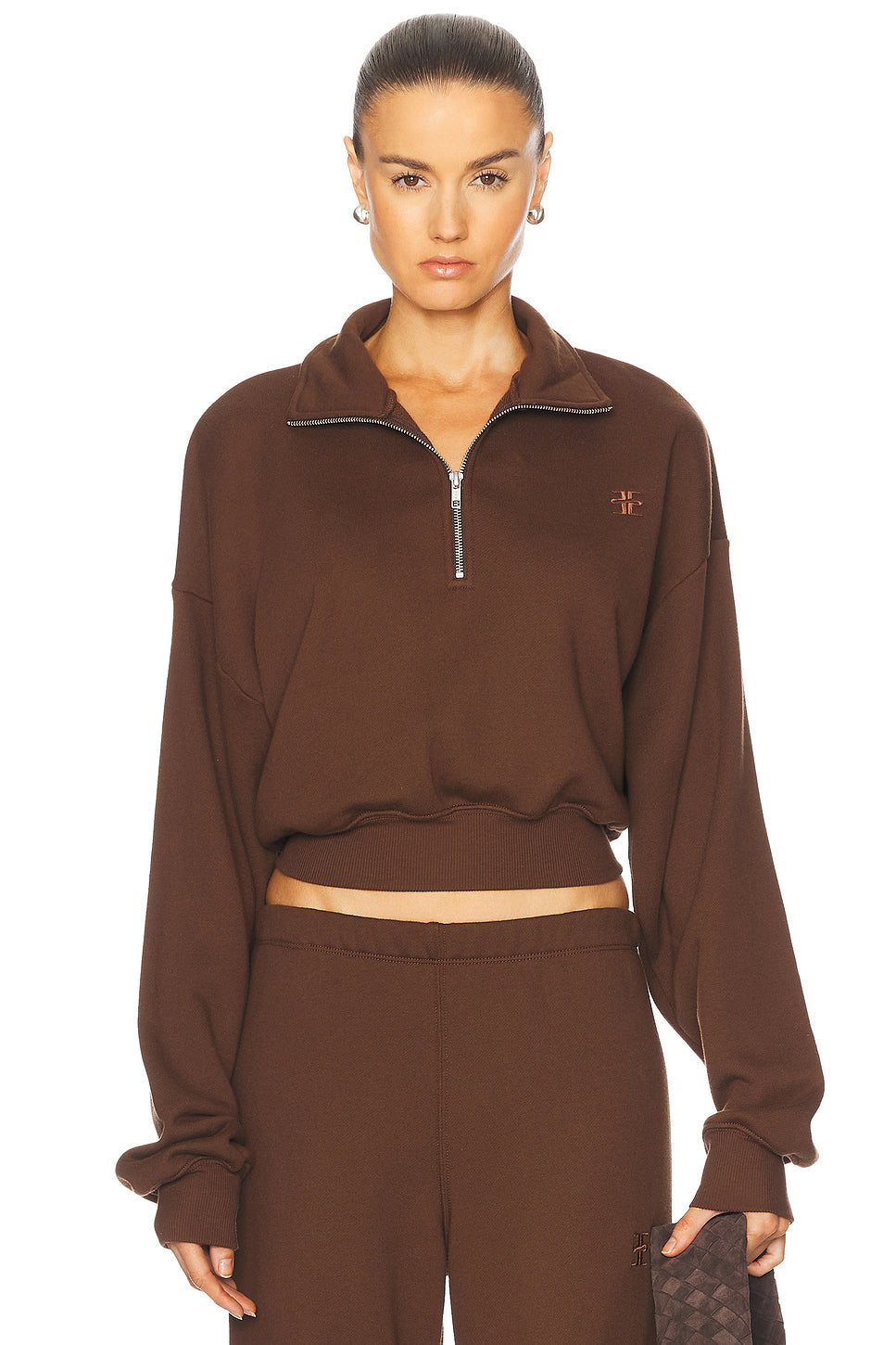 Cropped Half Zip Sweatshirt