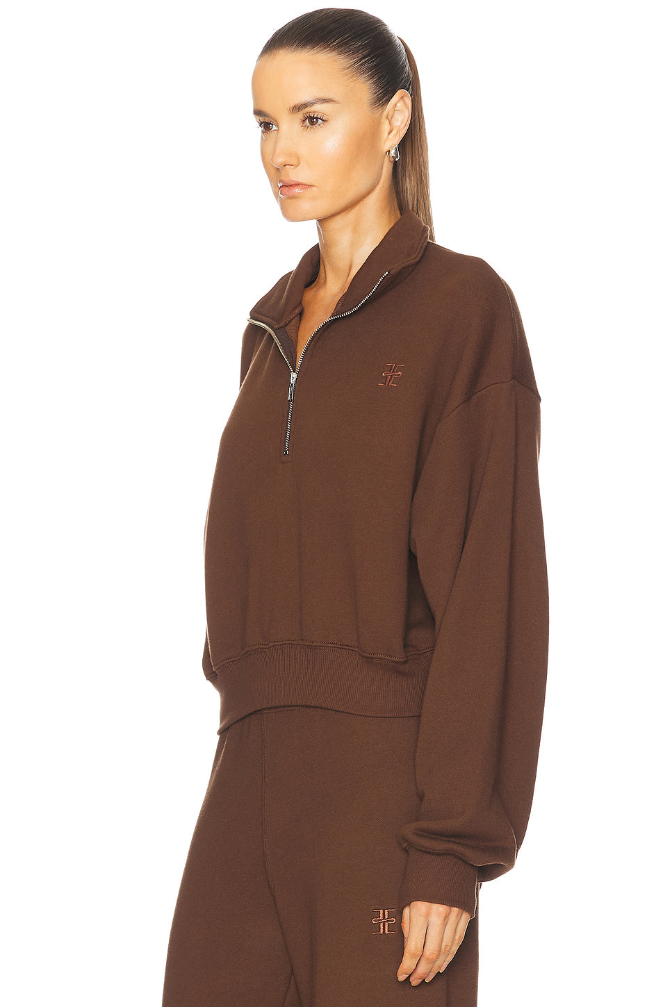 Cropped Half Zip Sweatshirt