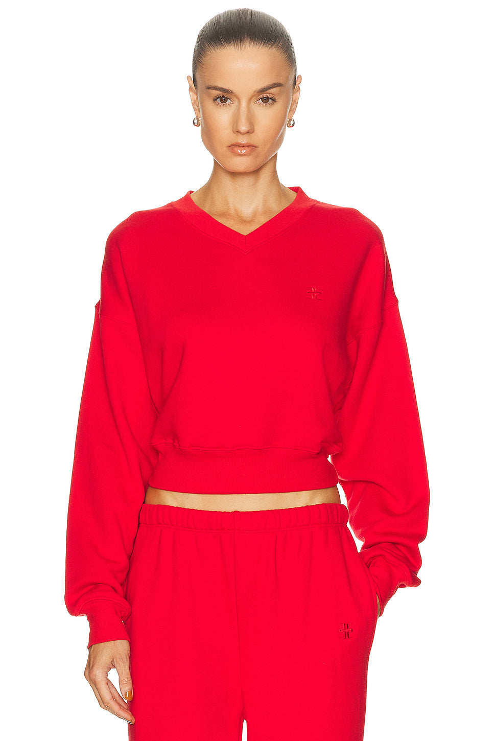 Cropped V-Neck Sweatshirt