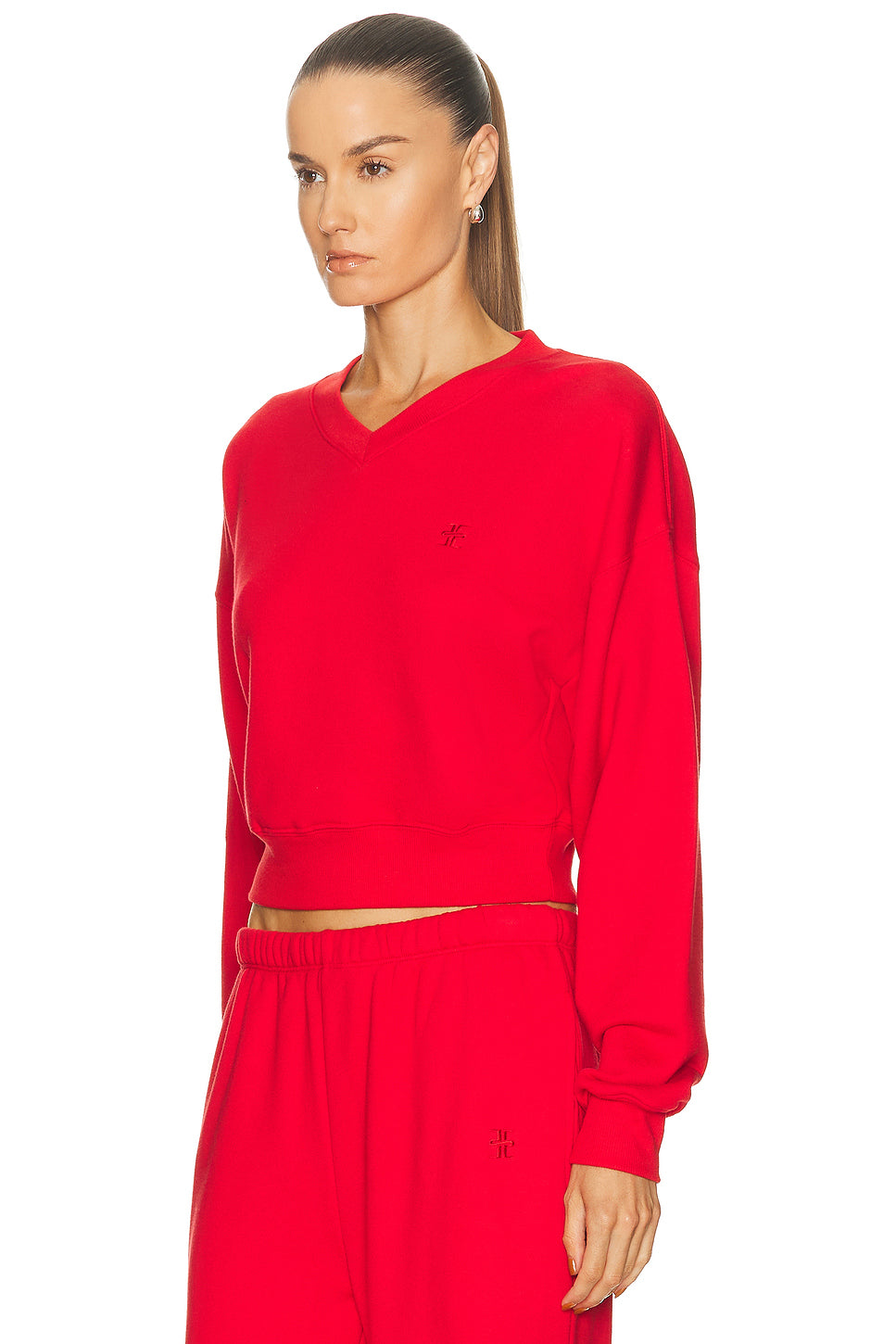 Cropped V-Neck Sweatshirt