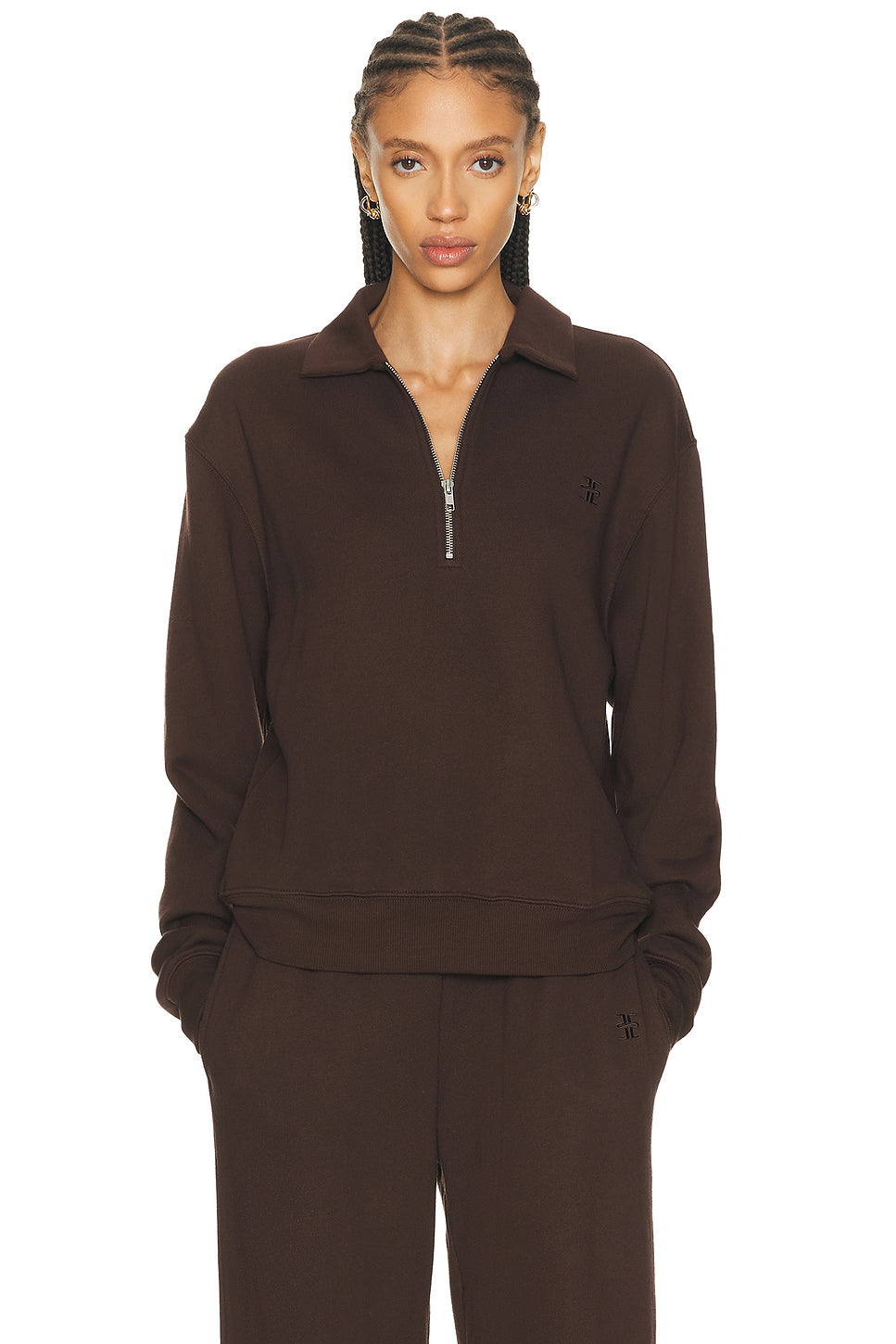 Zip-up Polo Sweatshirt