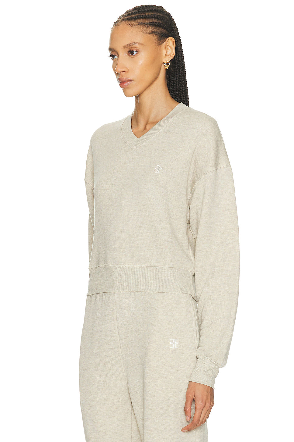 Cropped V-Neck Sweatshirt