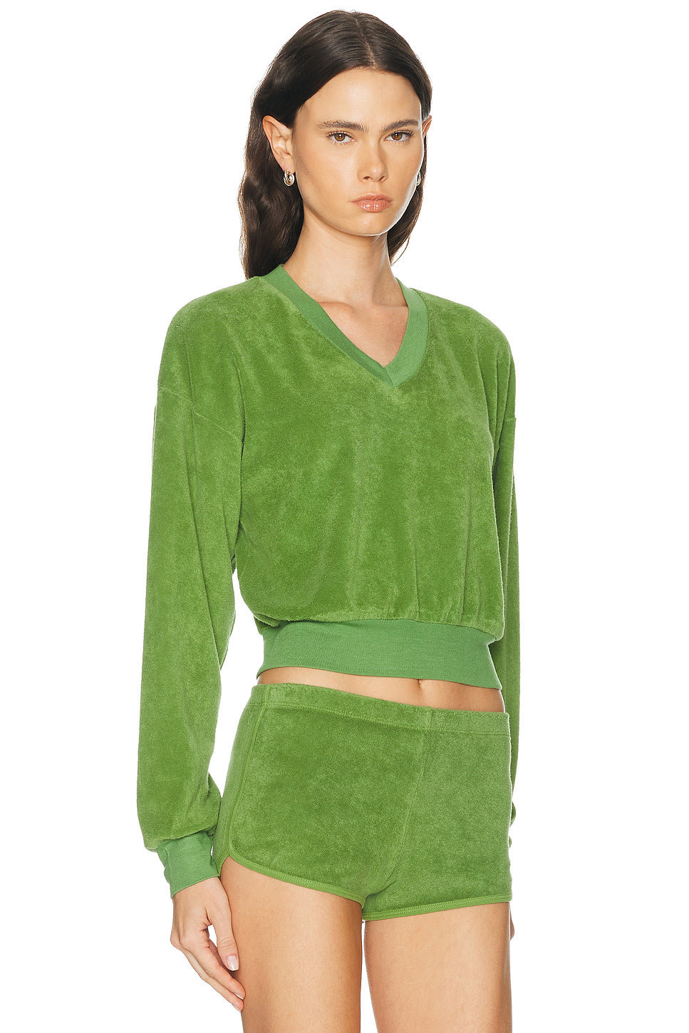 Cropped V-Neck Sweatshirt