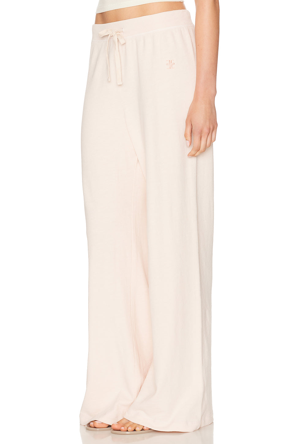 Drawstring Lightweight French Terry Wide Leg Sweatpant