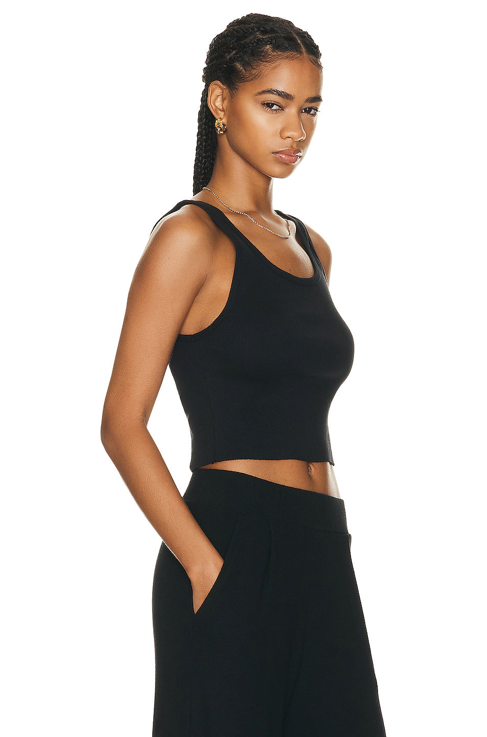 Cropped Scoop Neck Tank Top