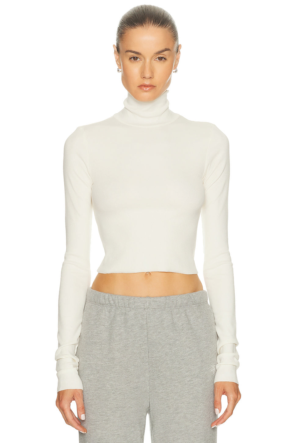 Cropped Fitted Turtleneck Top