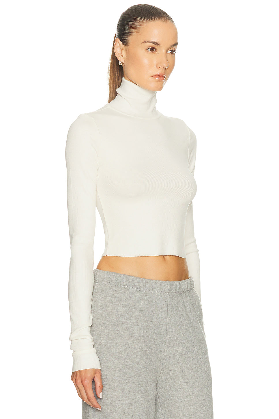Cropped Fitted Turtleneck Top