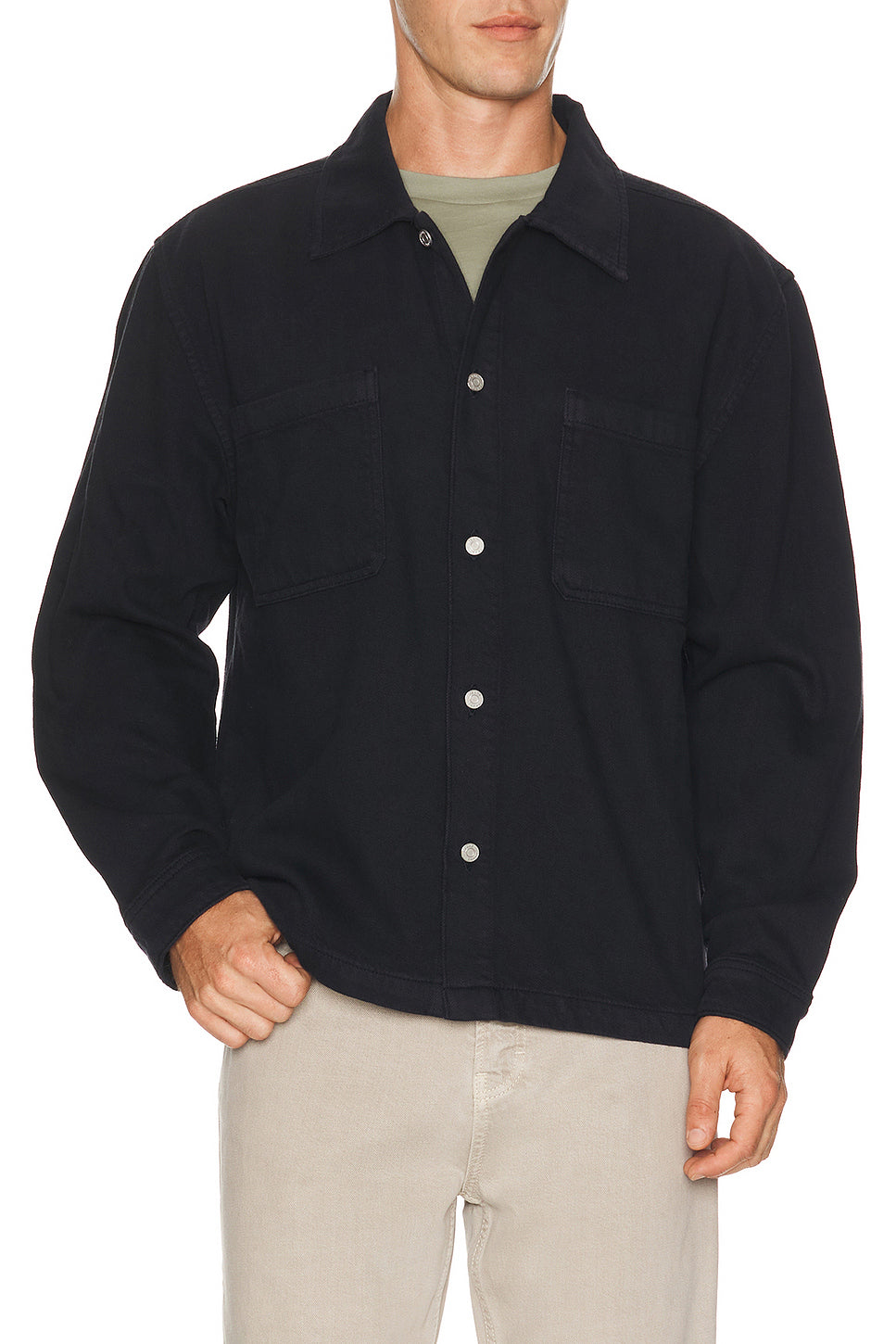 Textured Terry Double Pocket Relaxed Shirt