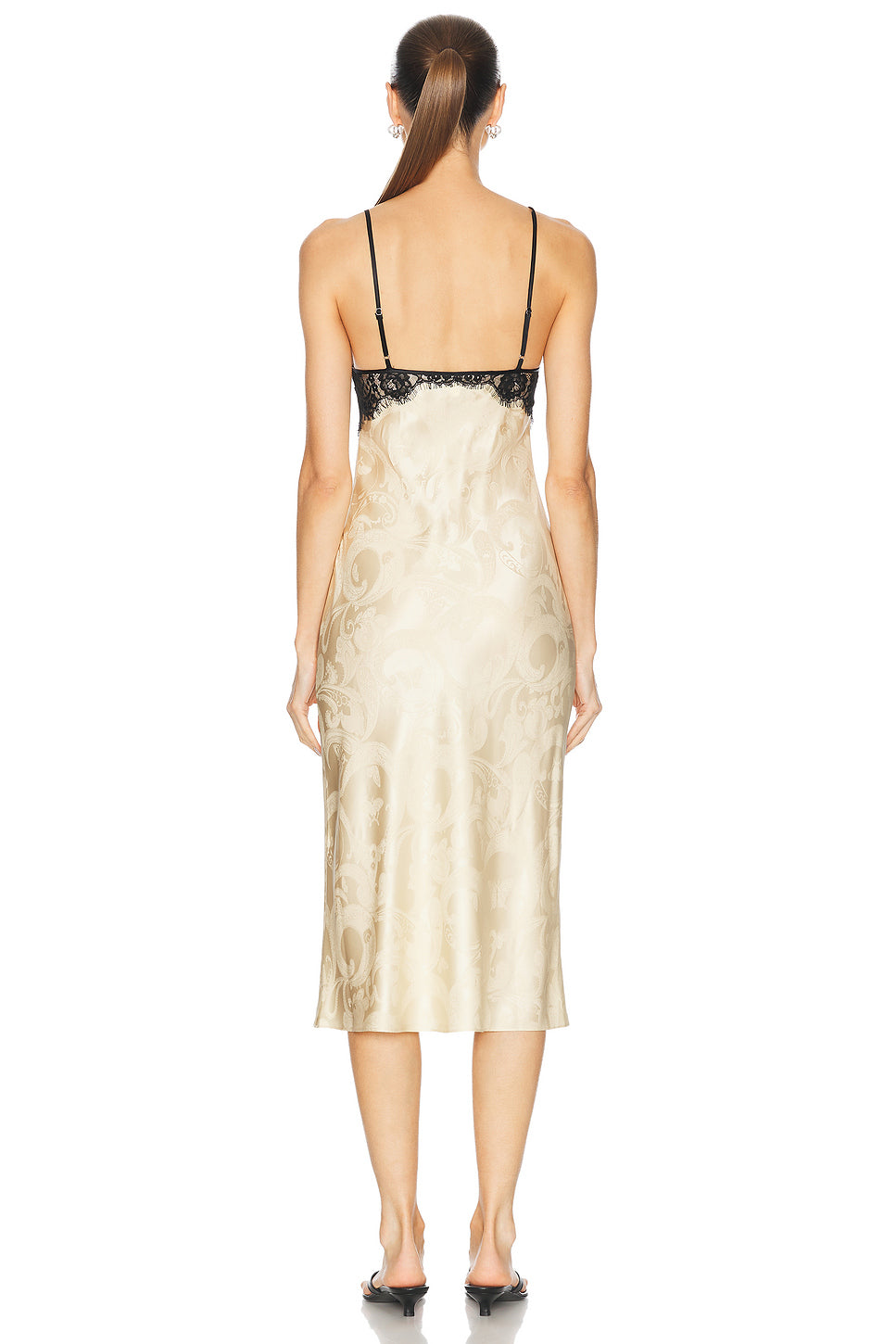 Paisley Jacquard And Lace Triangle Slip Dress