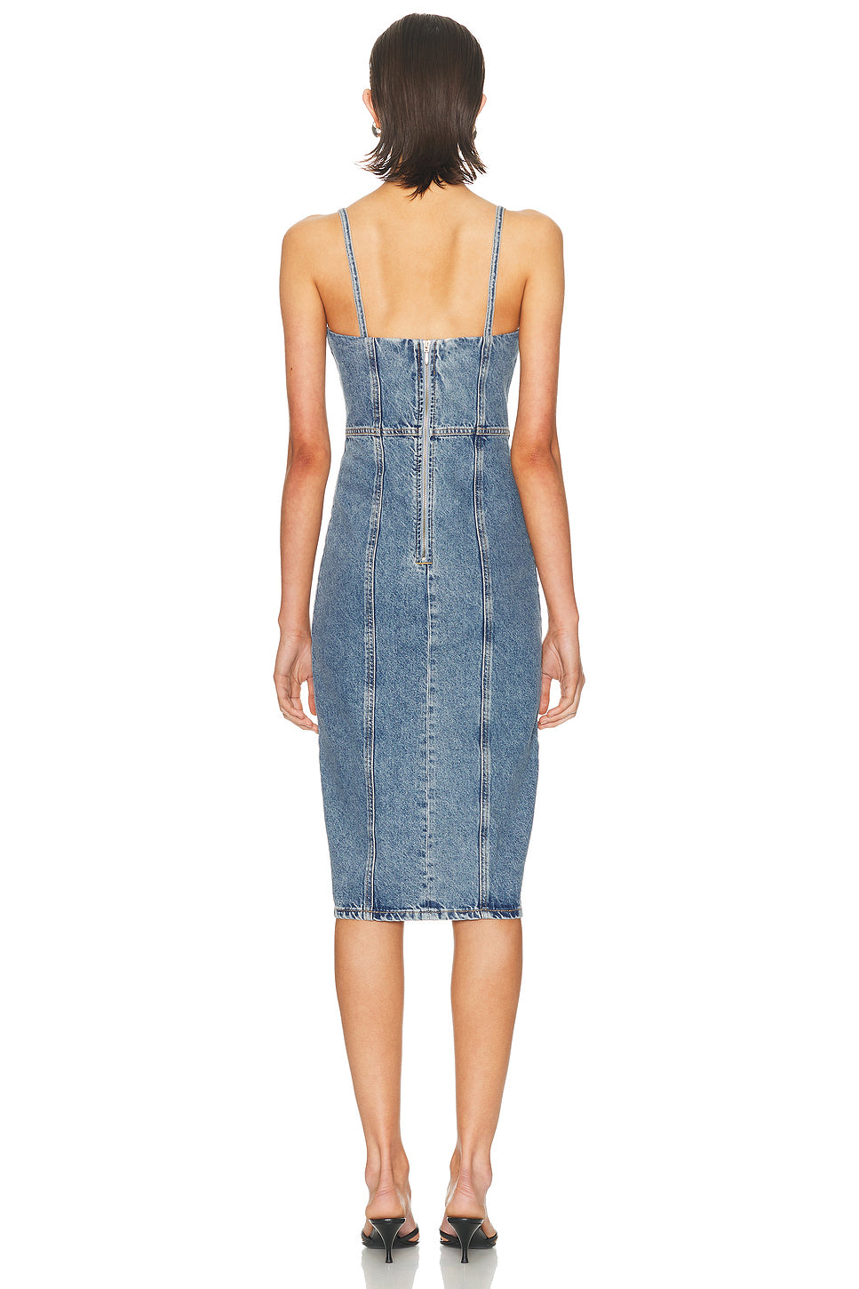 Colored Denim Midi Snap Dress