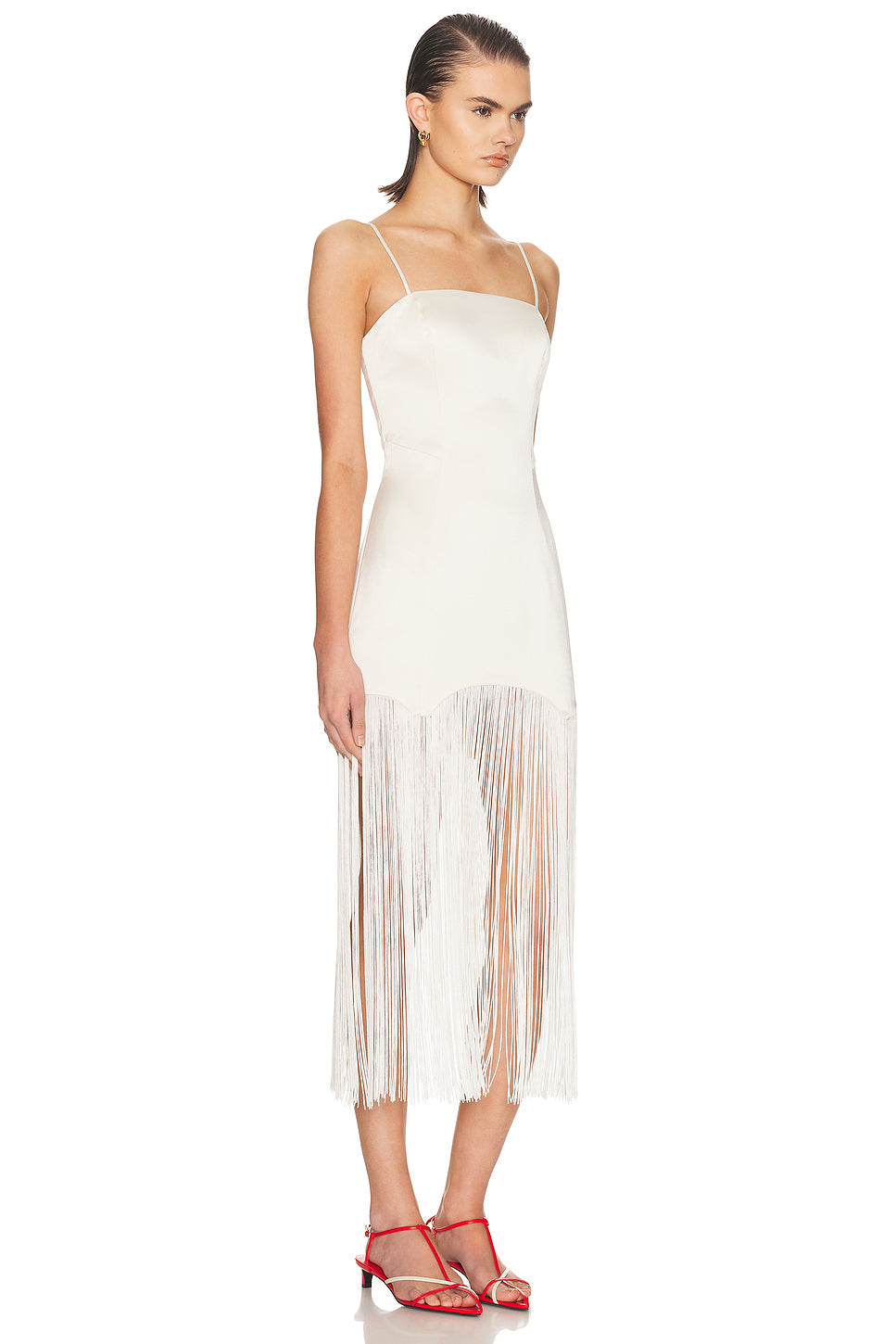 Satin Fringe Maxi Dress