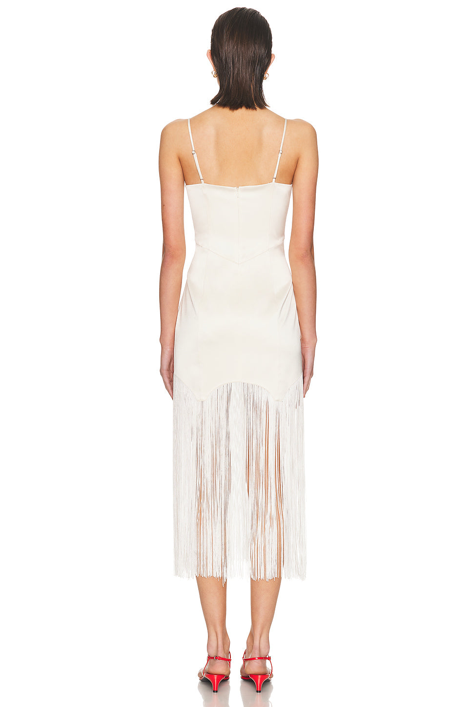 Satin Fringe Maxi Dress