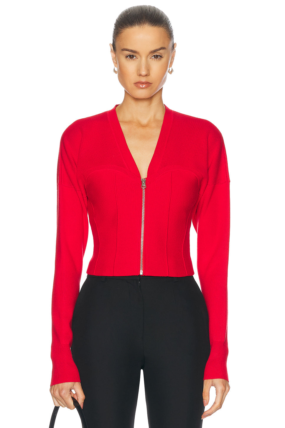 Knit Zip Bustier Cardigan