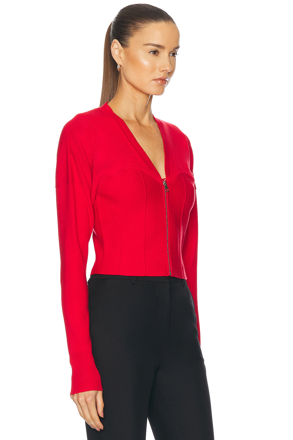 Knit Zip Bustier Cardigan