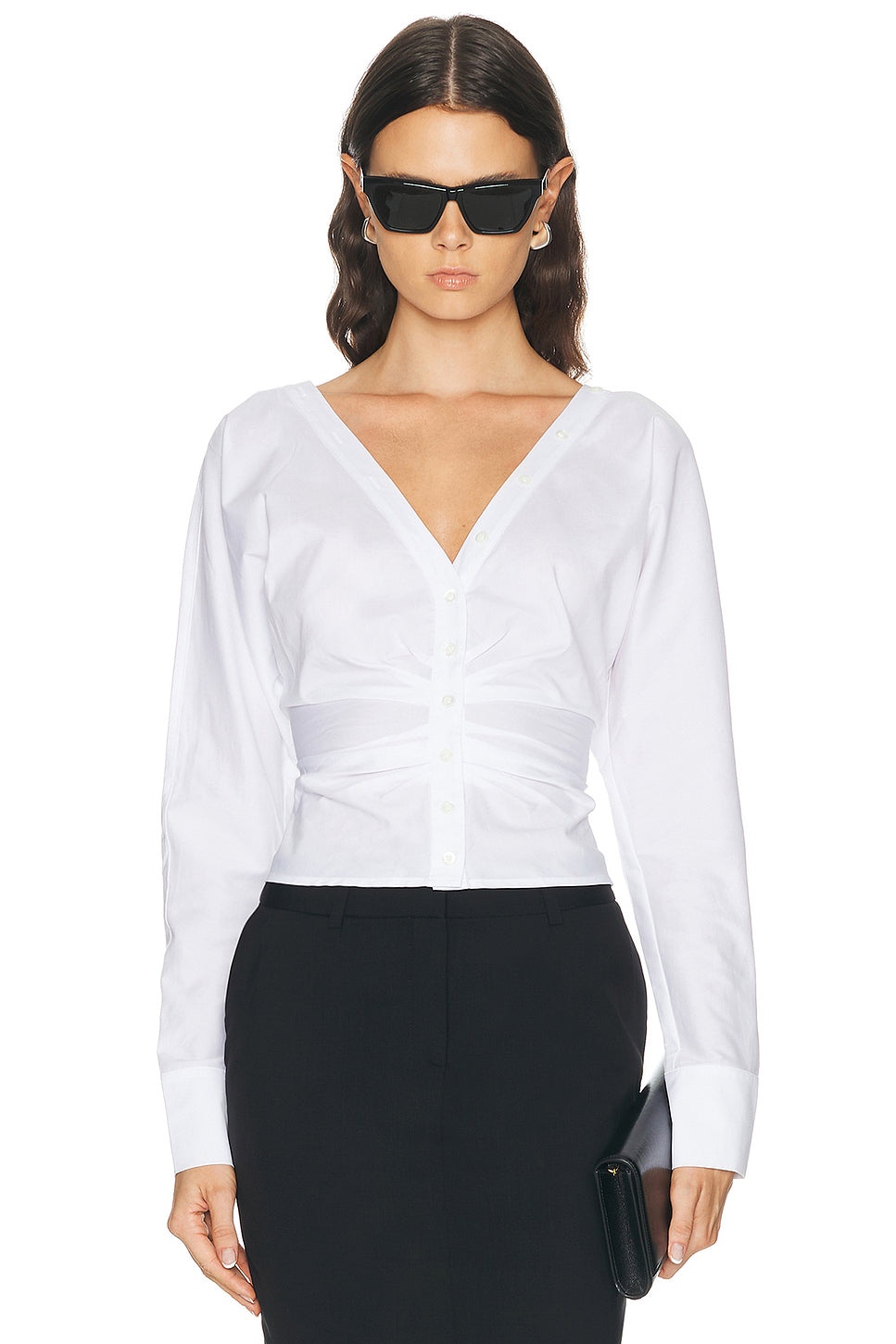Ruched Poplin Shirt