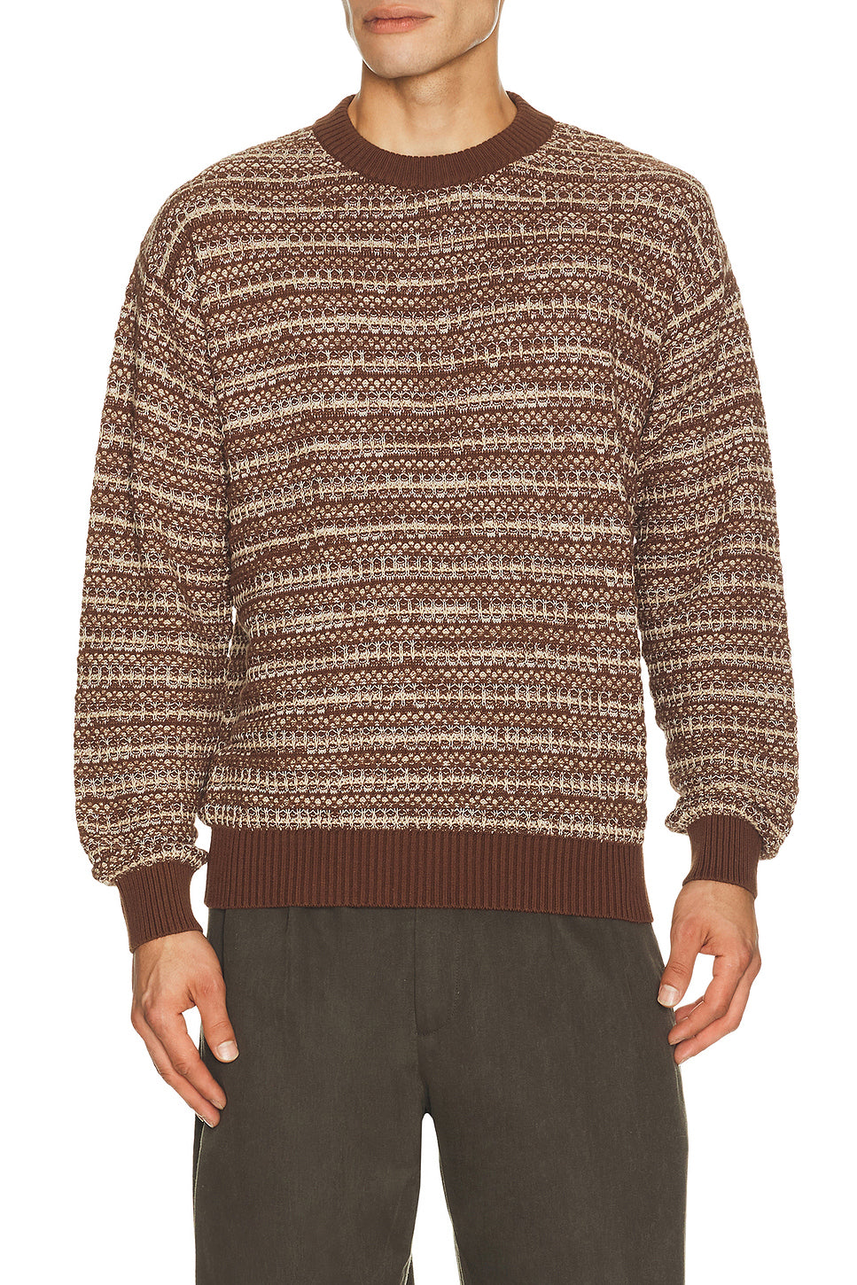 Jardim Cotton Blend Crew Neck Striped Sweater