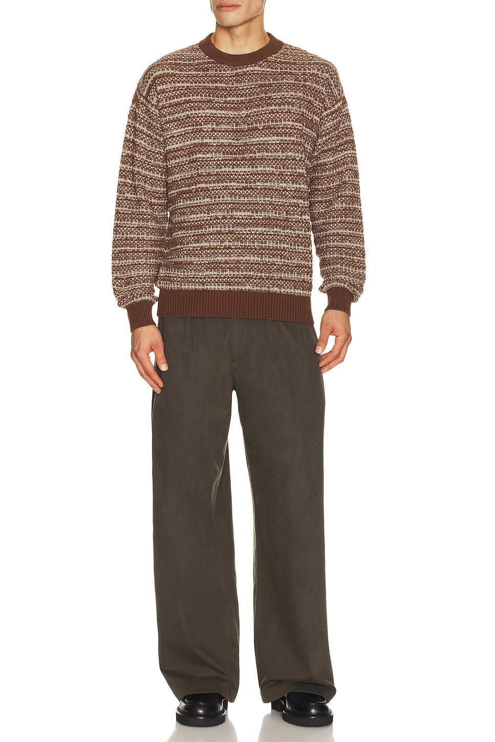 Jardim Cotton Blend Crew Neck Striped Sweater