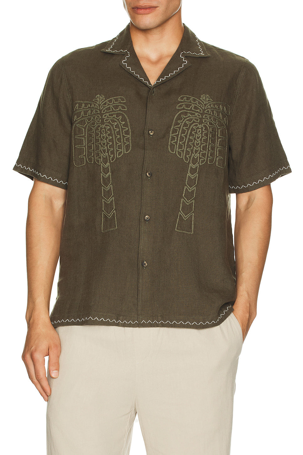 Flavio Palmeira Embroidered Linen Shirt