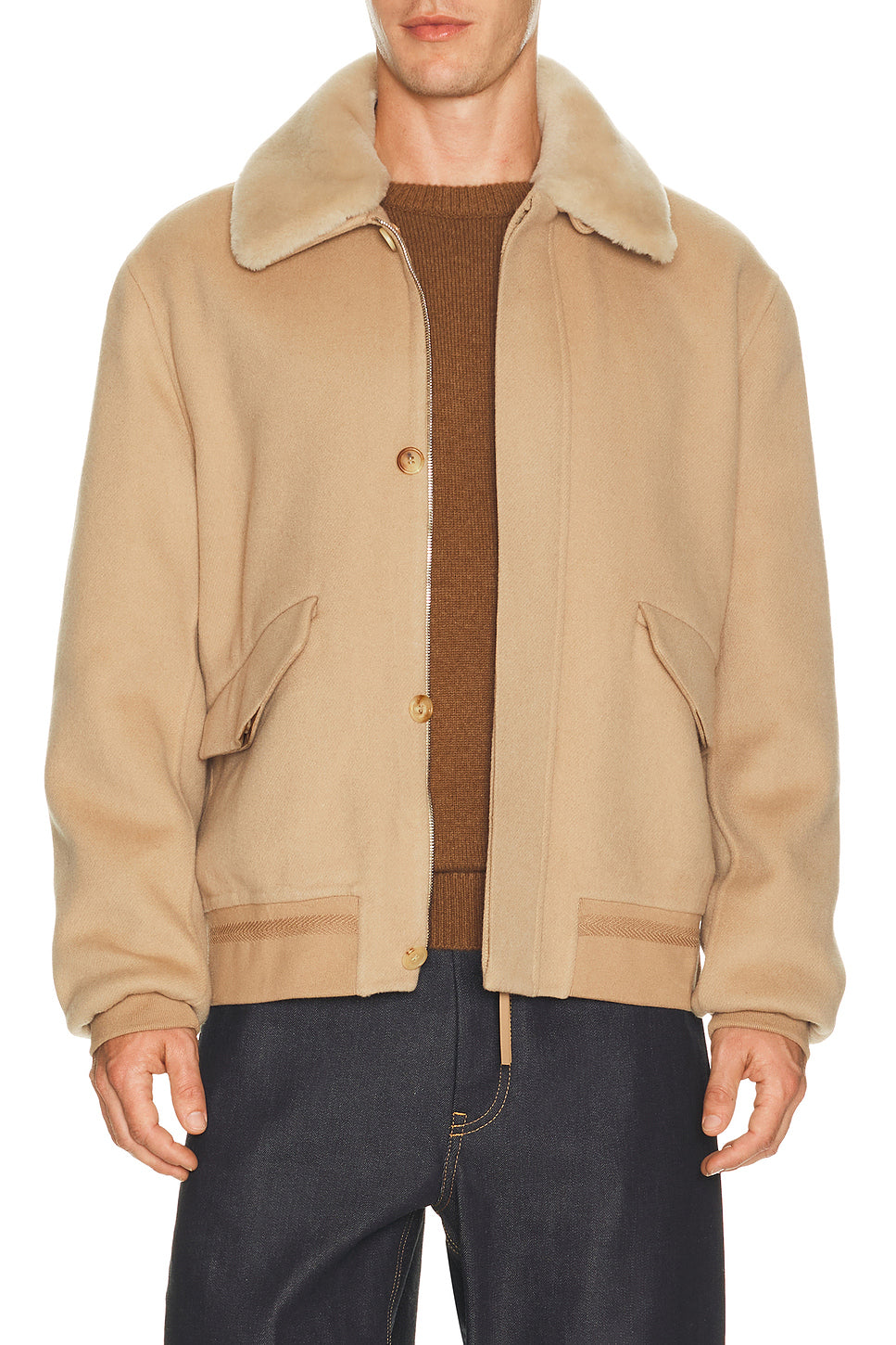 James Bomber Jacket With Shearling Collar