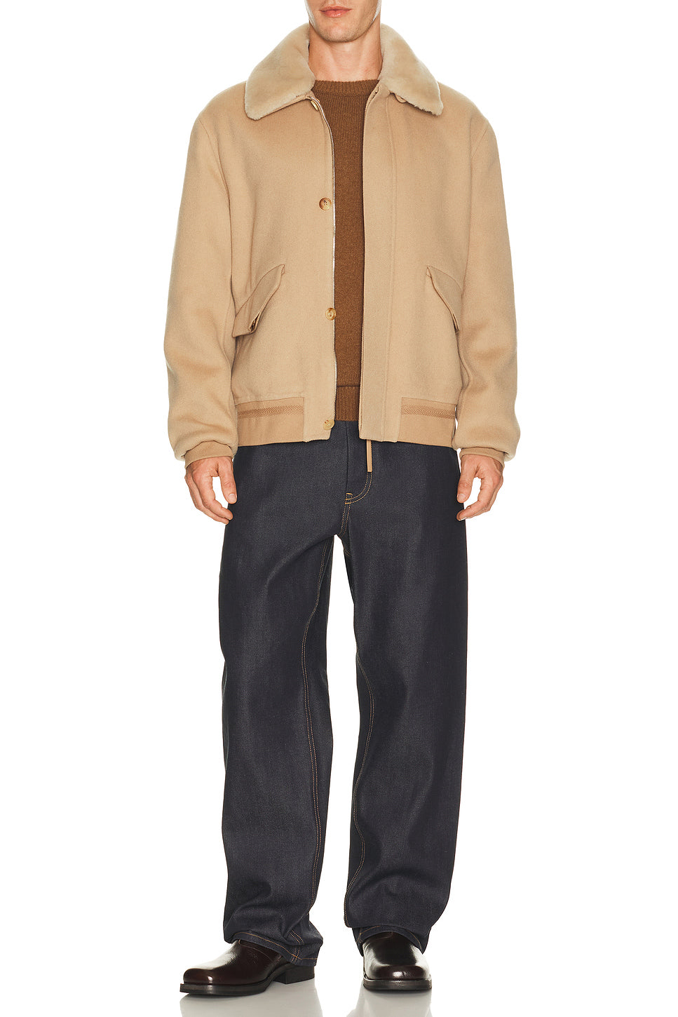 James Bomber Jacket With Shearling Collar