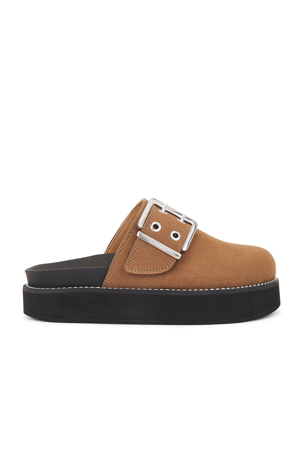 Suede Buckle Mule