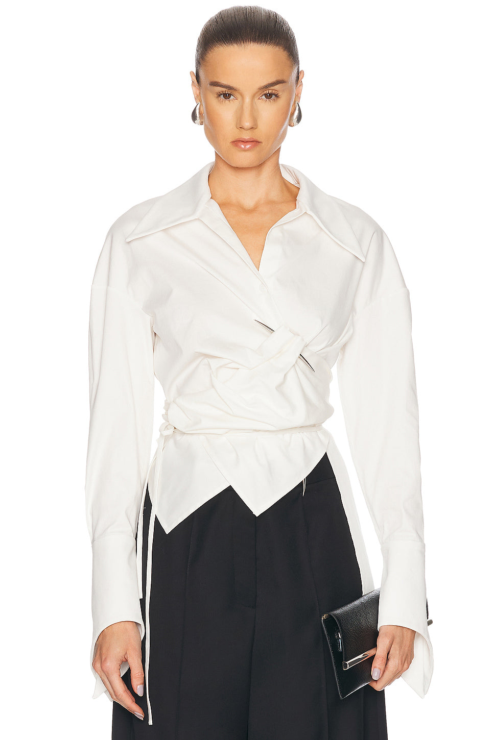 Pierced Dagger Oversized Wrap Shirt