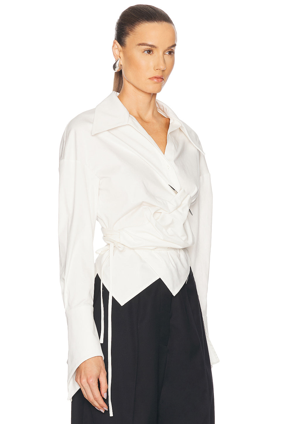 Pierced Dagger Oversized Wrap Shirt