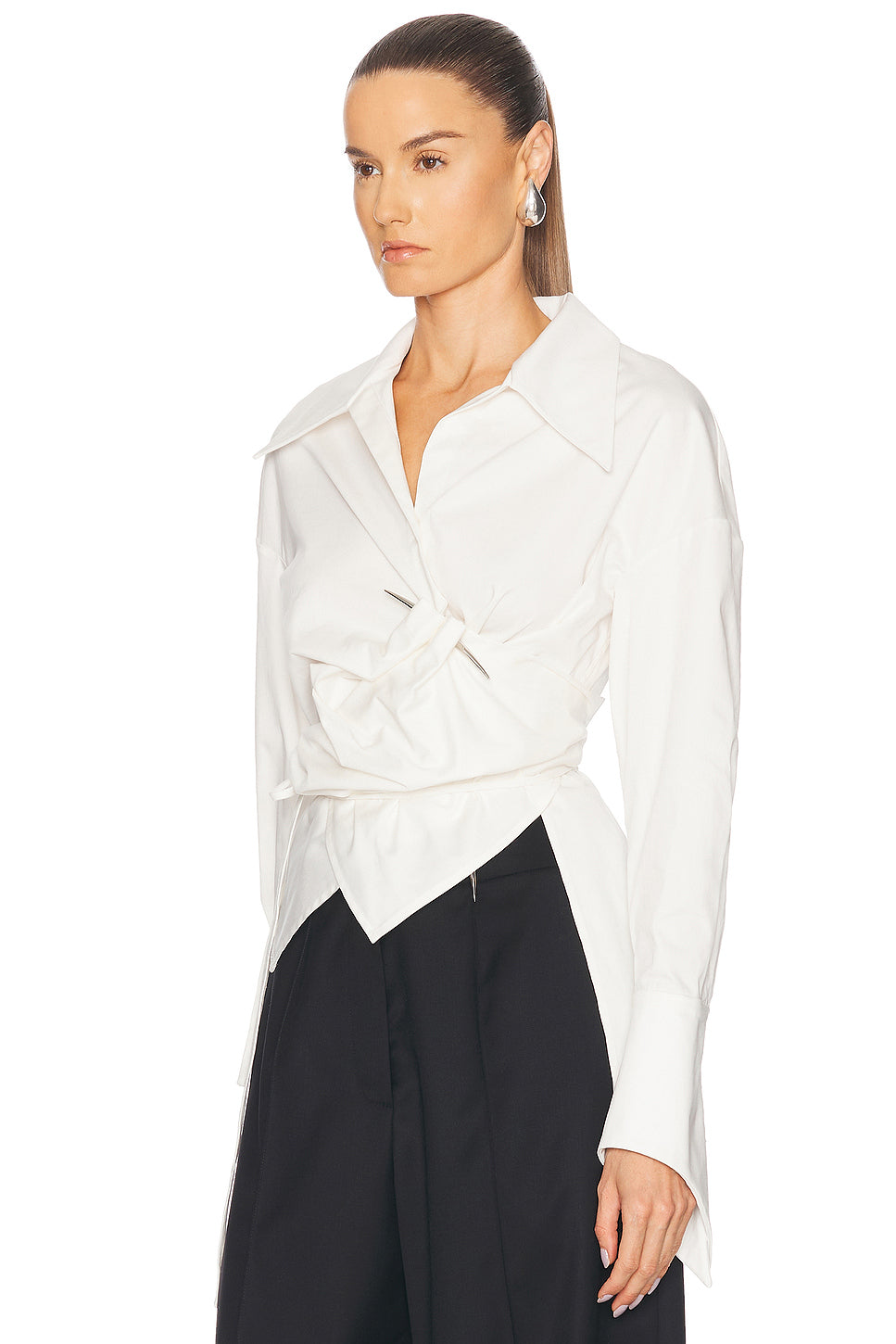 Pierced Dagger Oversized Wrap Shirt