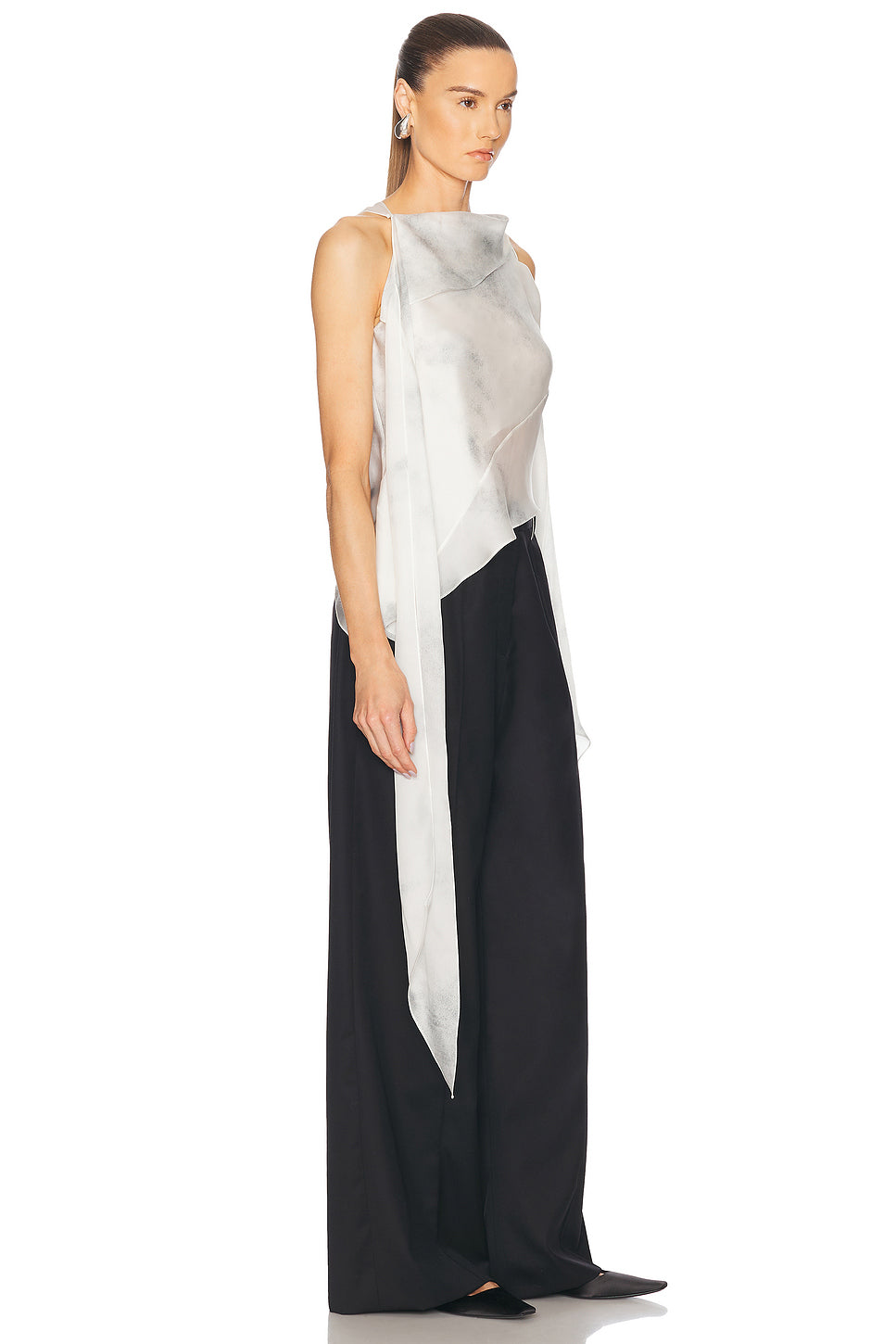 Silk Satin Chiffon Bias Scarf Top