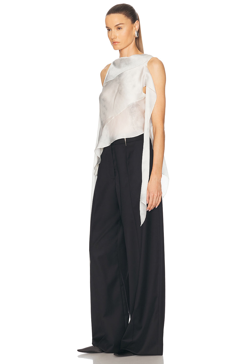 Silk Satin Chiffon Bias Scarf Top