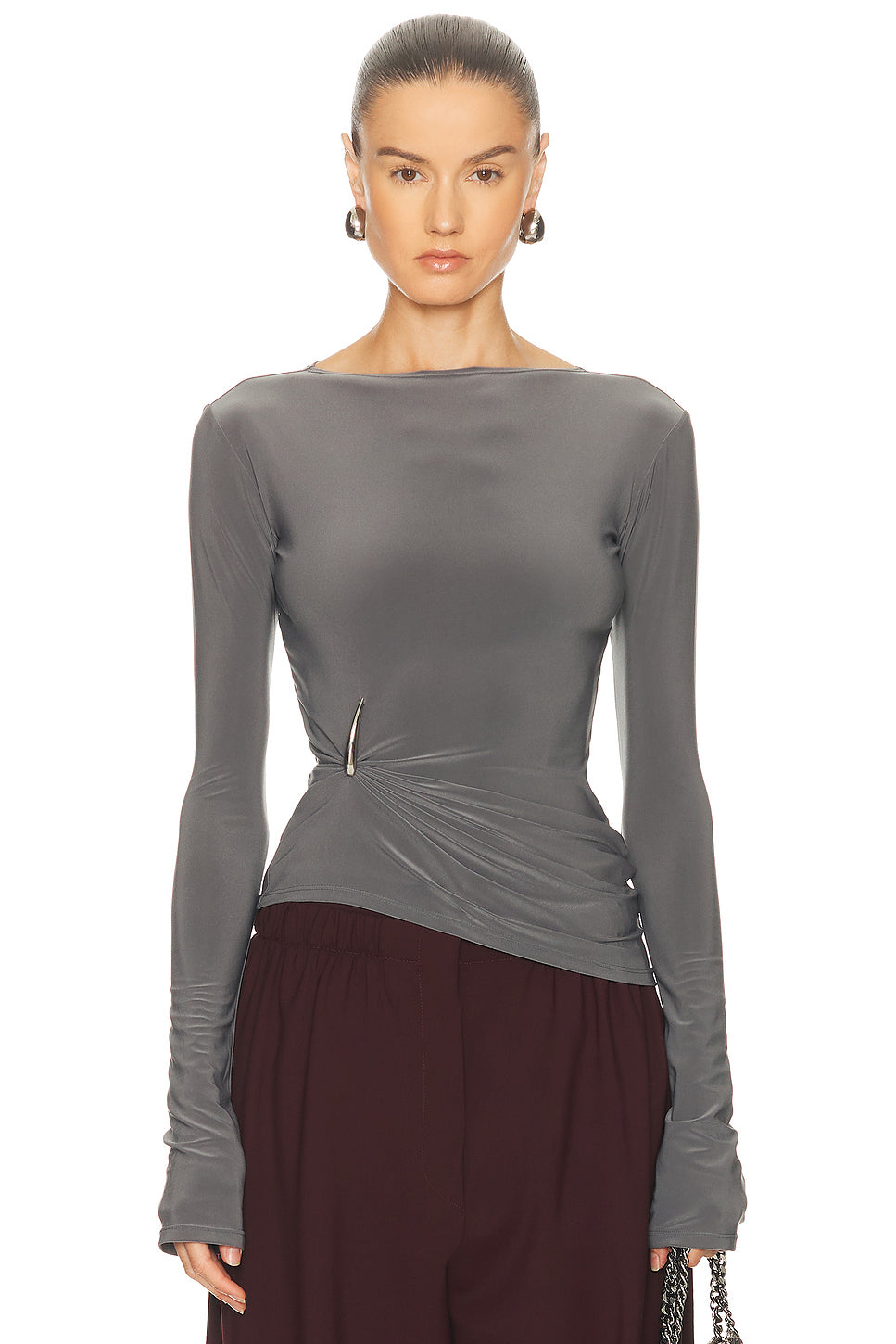Claw Draped Long Sleeve Top