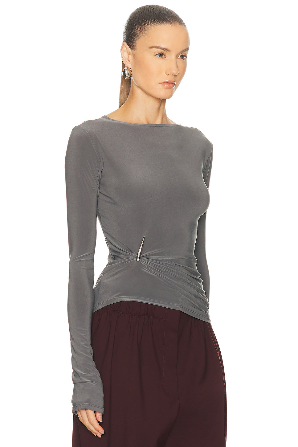 Claw Draped Long Sleeve Top