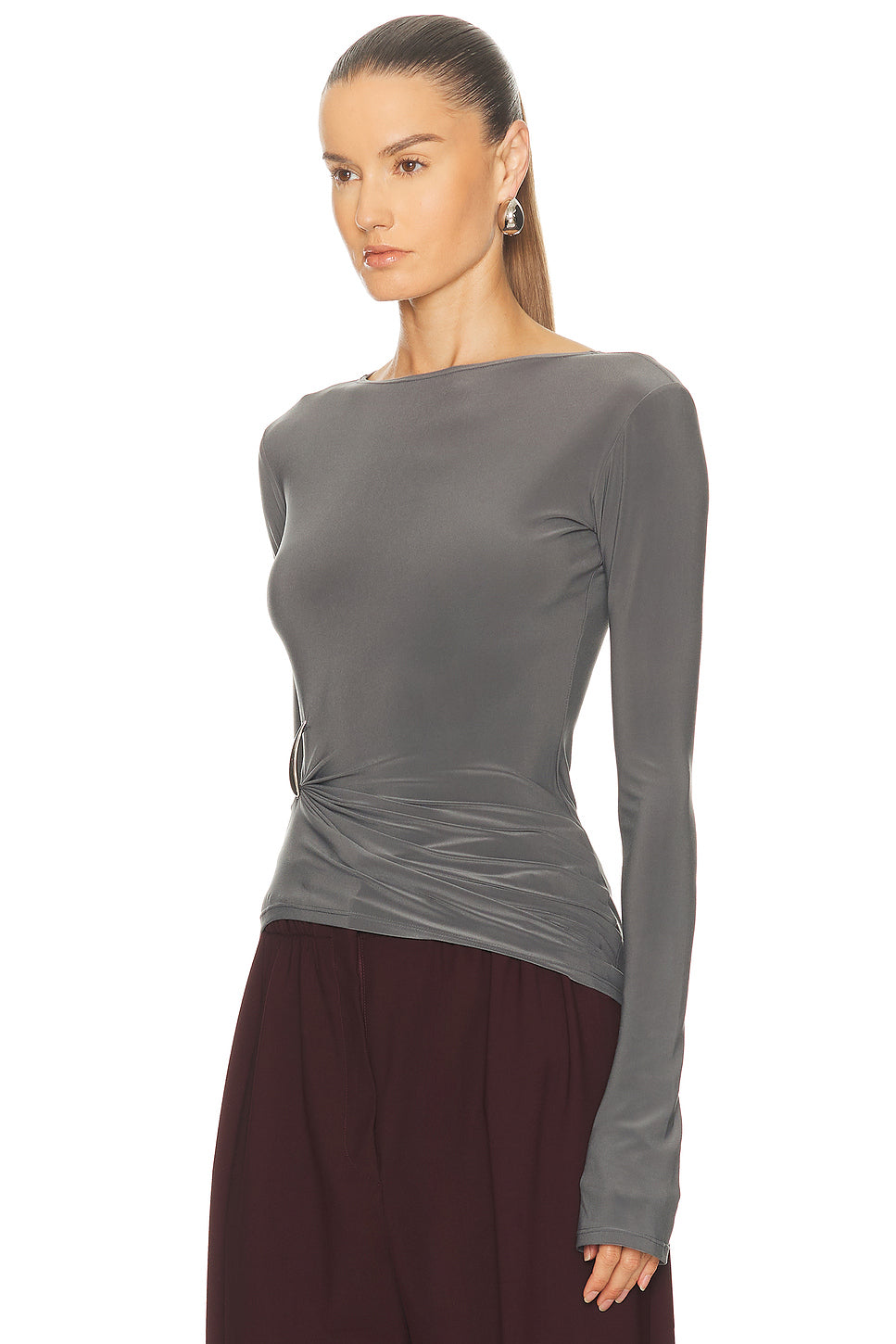 Claw Draped Long Sleeve Top