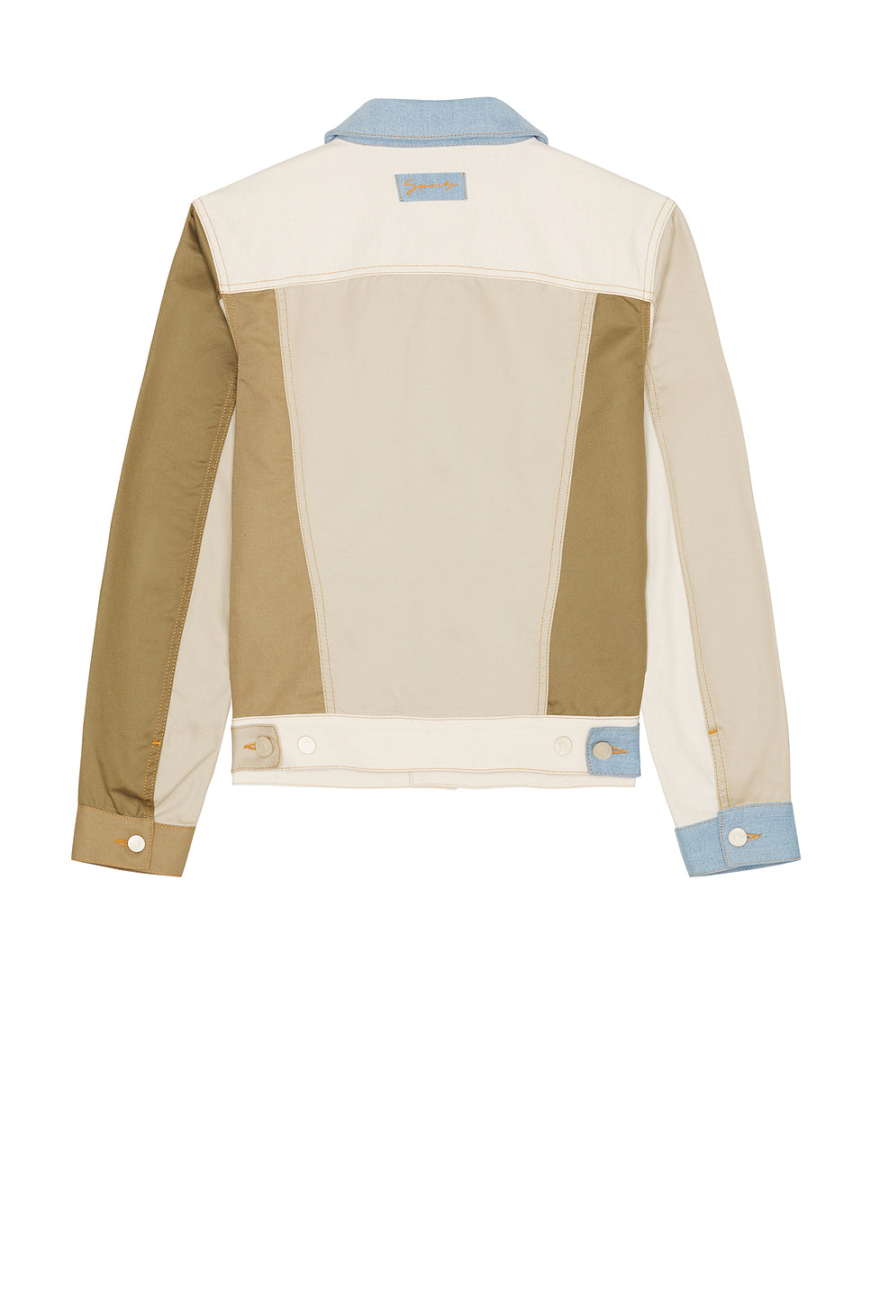 Pleated And Snapped Denim Jacket in Multicolor