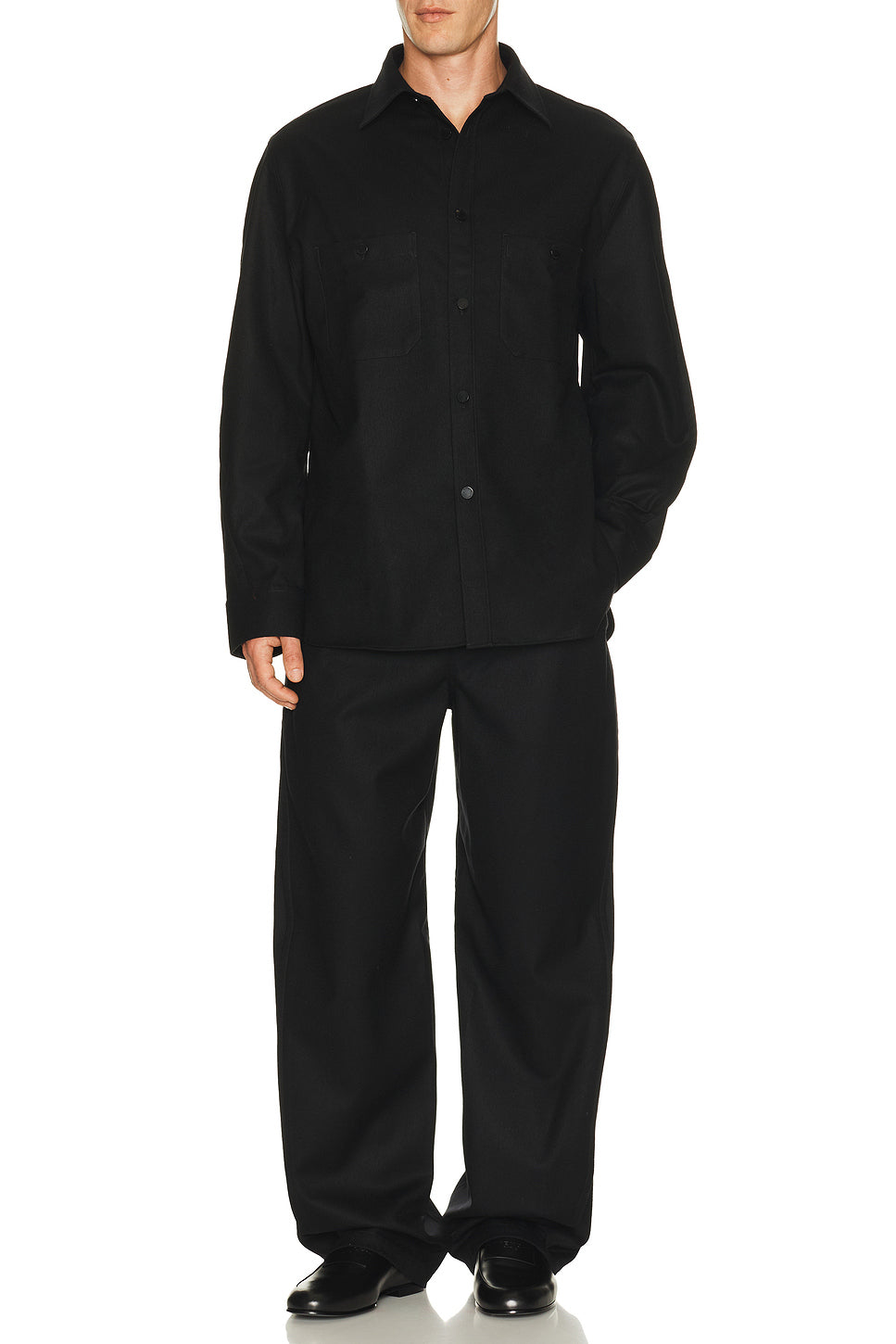 Couture Seam Dry Wool Flannel Shirt Patch Pocket