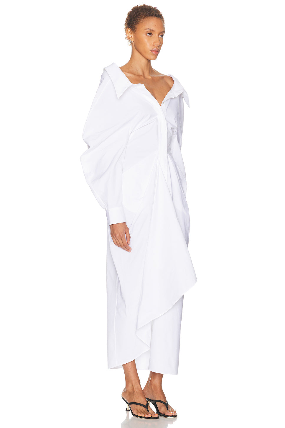Slashed Long Shirt Dress