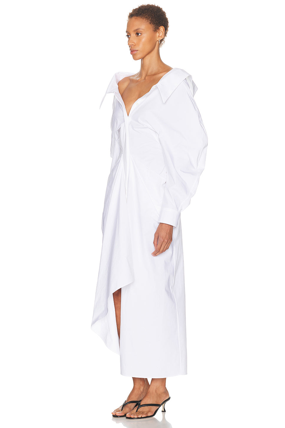Slashed Long Shirt Dress