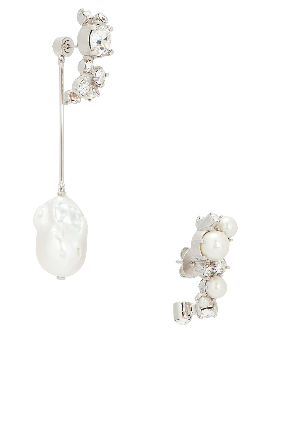 Crystal Pearl Silvery Hoops Earrings