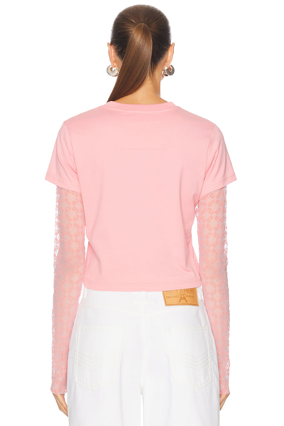 Tulle Cropped Long Sleeve Top