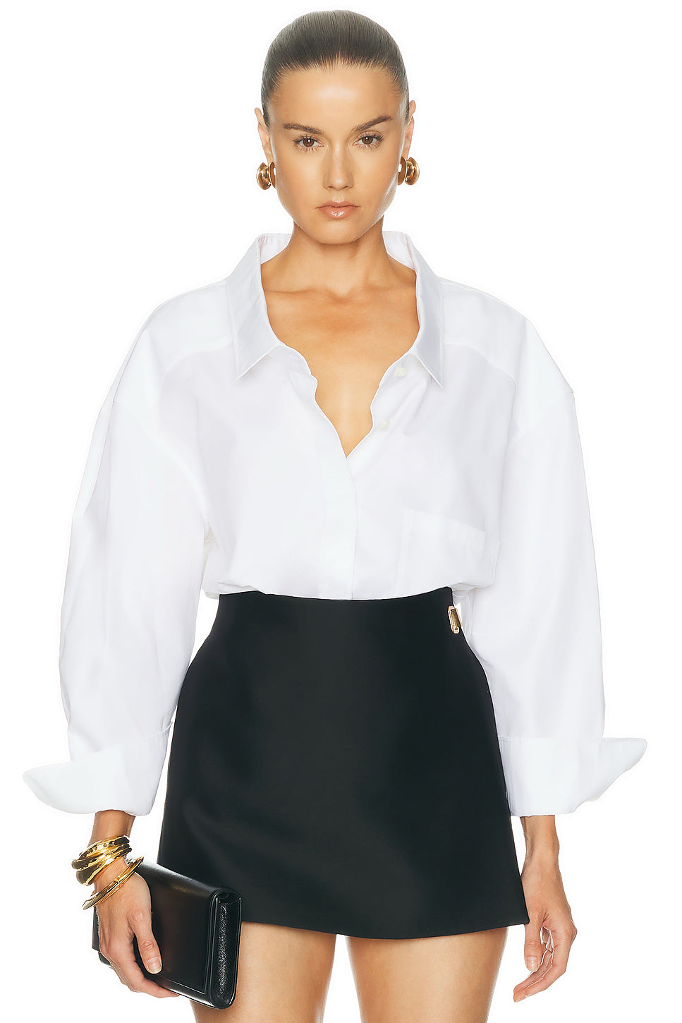 Wide Collar Long Sleeve Shirt