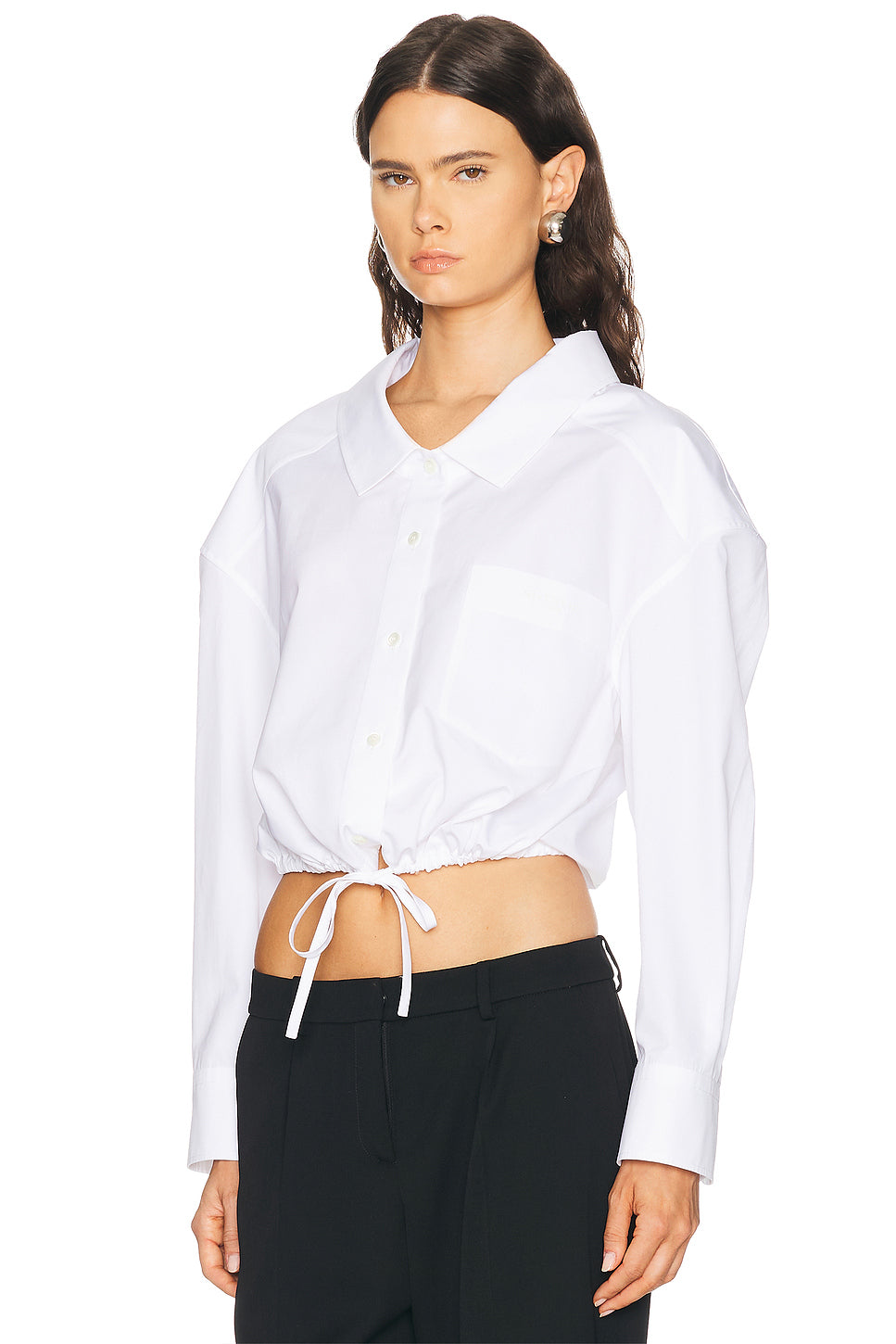 Cropped Wide Collar Shirt