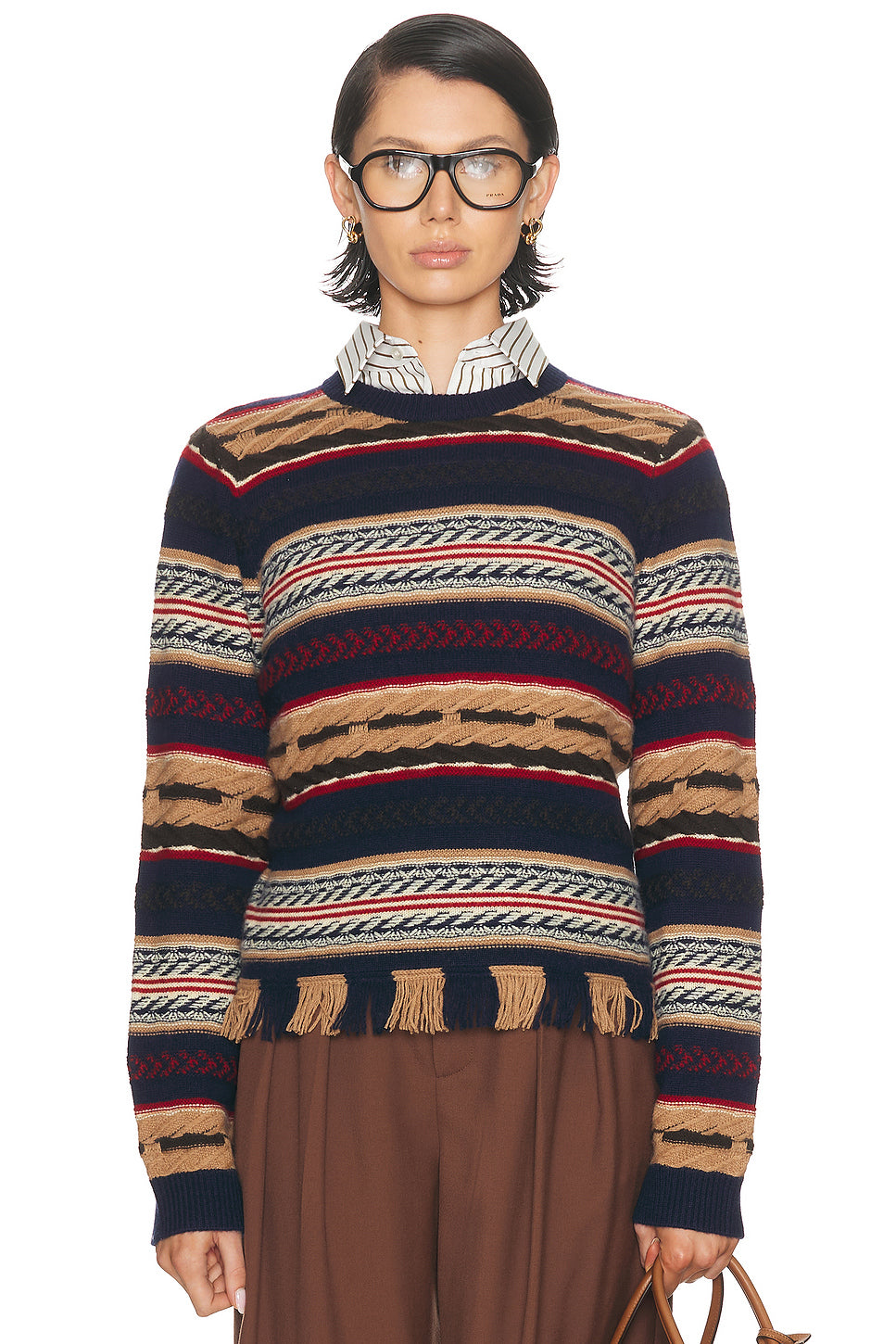 Western Stripe Crew Sweater