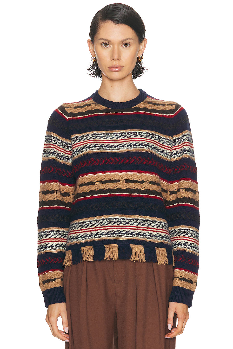 Western Stripe Crew Sweater